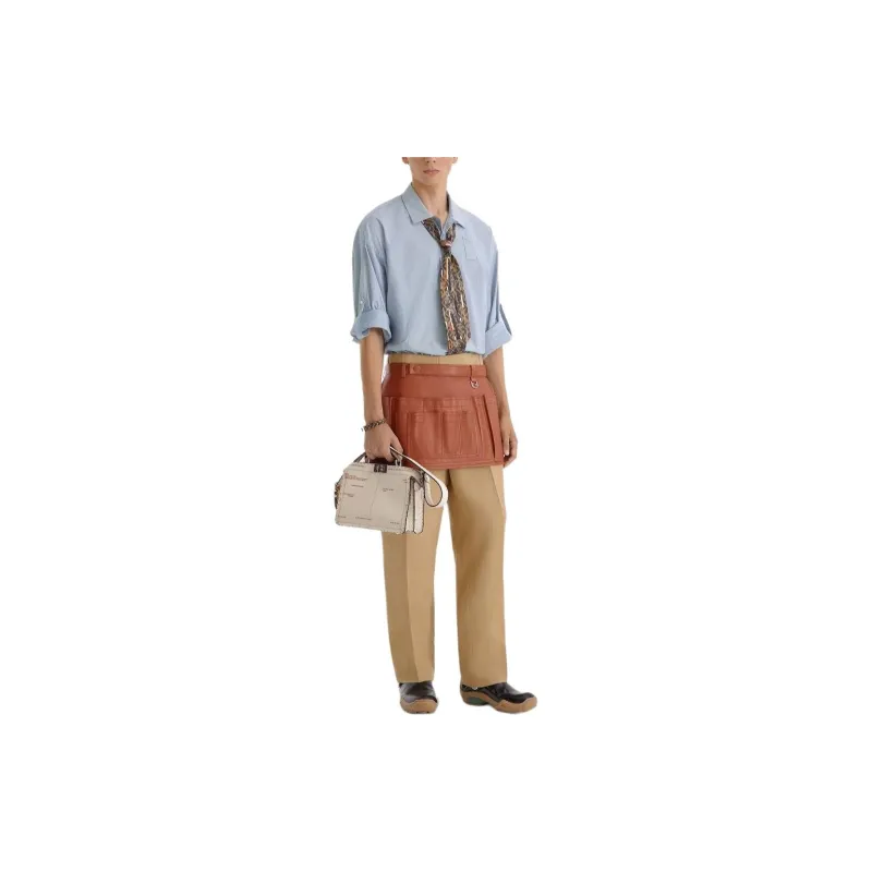 FENDI Tan Leather Skirt Men's Tan-2