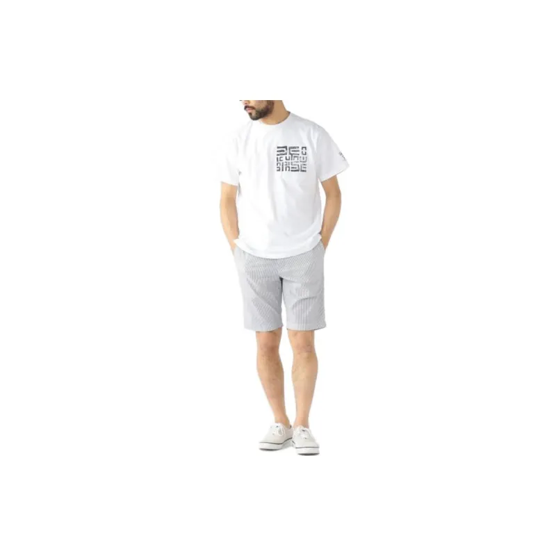 Beams Casual Shorts Men Blue With White Lettering-2