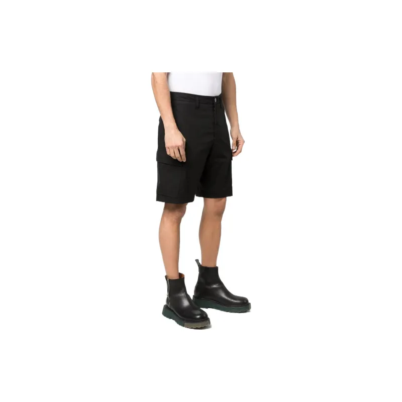 STONE ISLAND Logo Patch Mid Rise Cargo Shorts-1