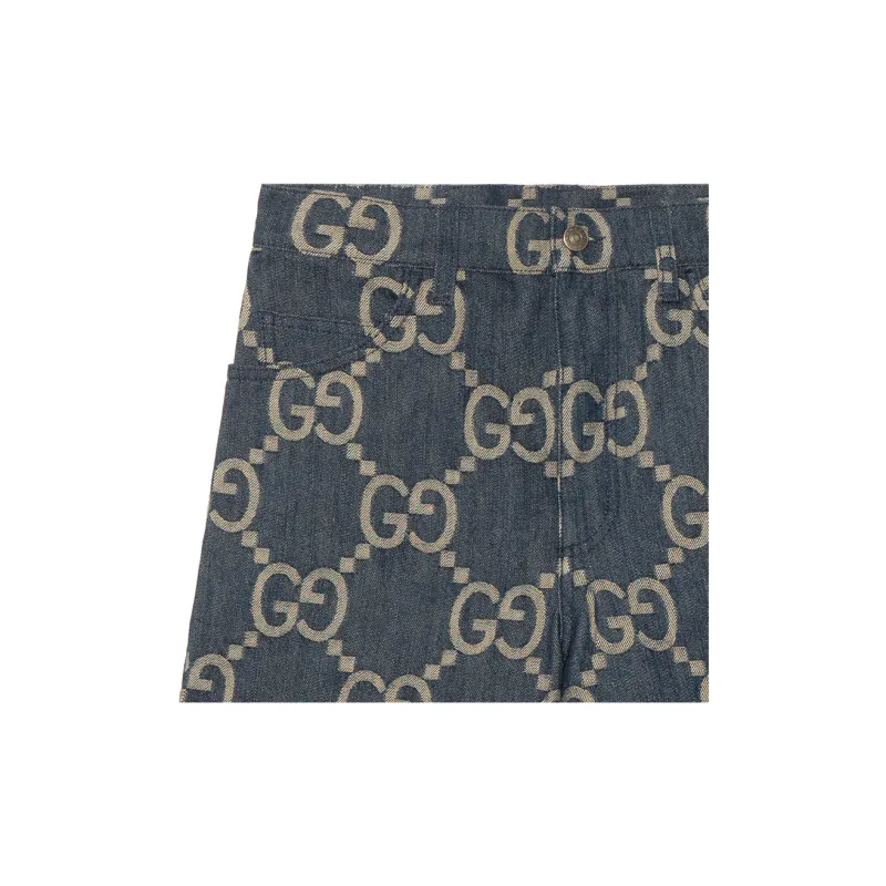 GUCCI Interlocking G Pattern Denim Bermudas-5