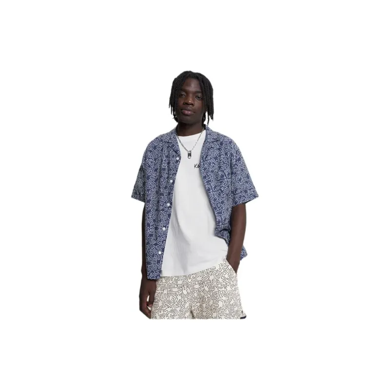 Keith Haring X Tommy Hilfiger Tommy Hilfiger X Keith Harlem Co authored Series Shirts Unisex Blue Print 0YF-2