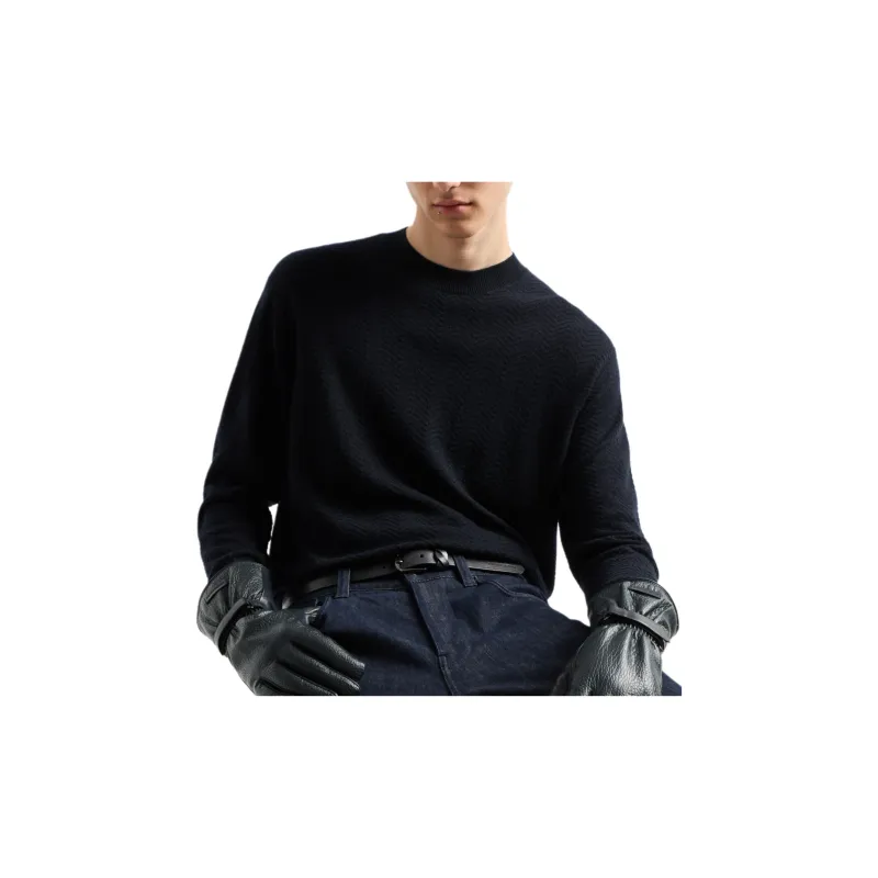 EMPORIO ARMANI Mock neck Jumper In Virgin Wool With A Micro textured Weave-3