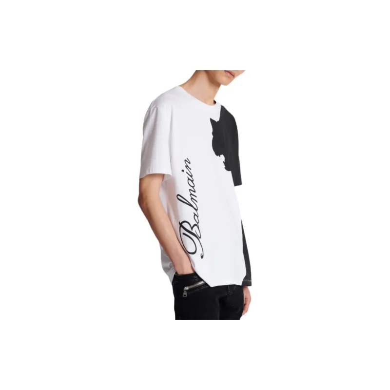 BALMAIN Tiger Print Short-Sleeved T-Shirt T-Shirt Men's White-5