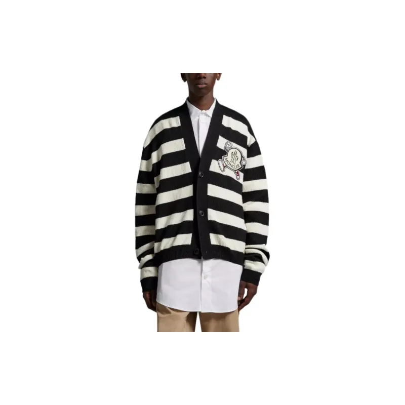 Moncler Logo patch Striped Cardigan-1