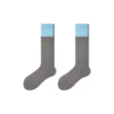 Gray Blue Patchwork Calf Socks-Single Pack