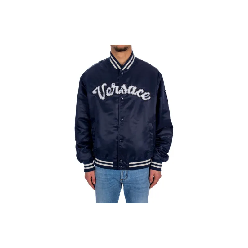 VERSACE Logo Embroidered Button Up Jacket-5