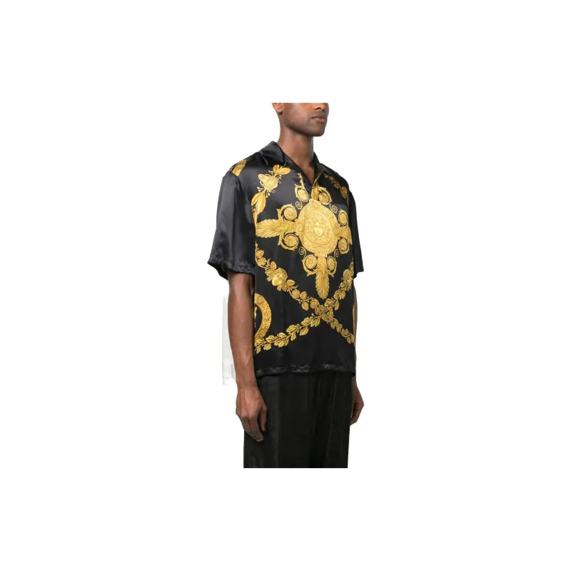 VERSACE Baroque Printed Color-Block Polo Shirt-2