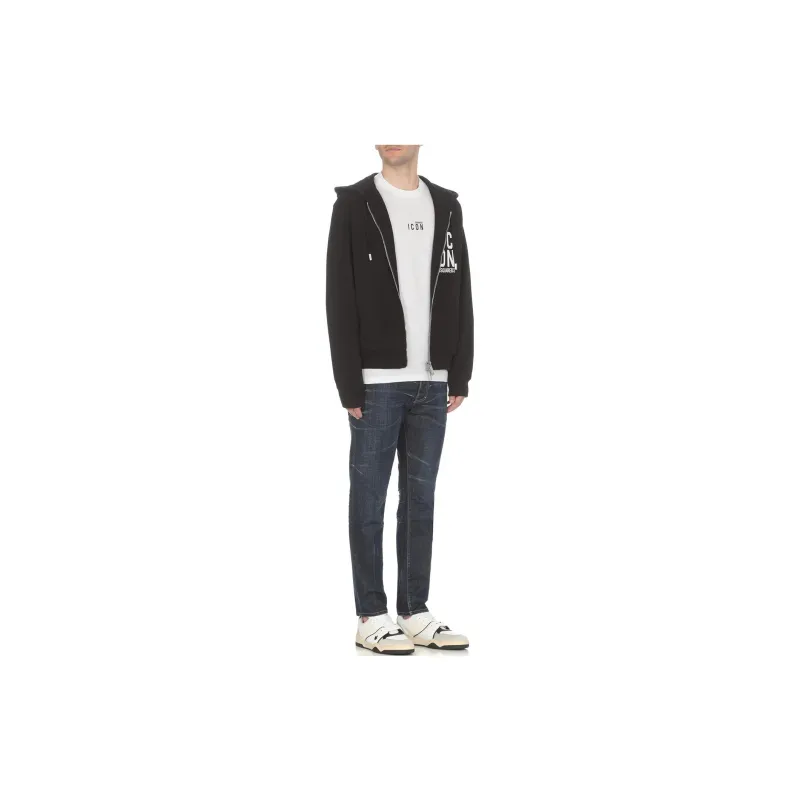 DSQUARED 2 Icon Printed Zip Up Drawstring Hoodie-1