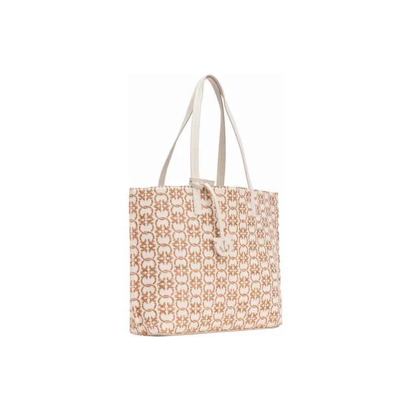PINKO Polyurethane Tote Bag Shopping Bag Handbag Large Size Women's Khaki-1