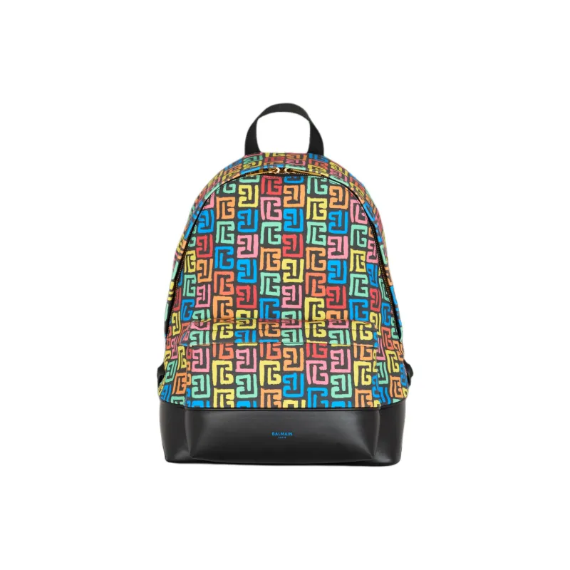 BALMAIN Cotton And Canvas Backpack Unisex Multicolor & Black-0