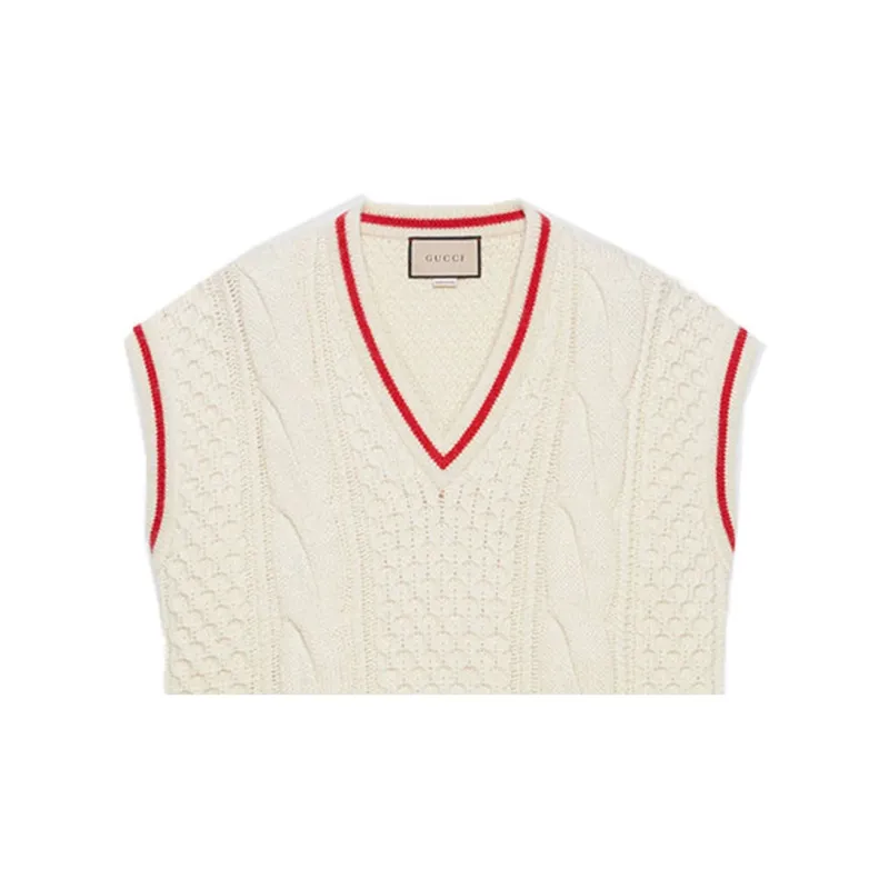 GUCCI Wool Cable Knit Vest-4