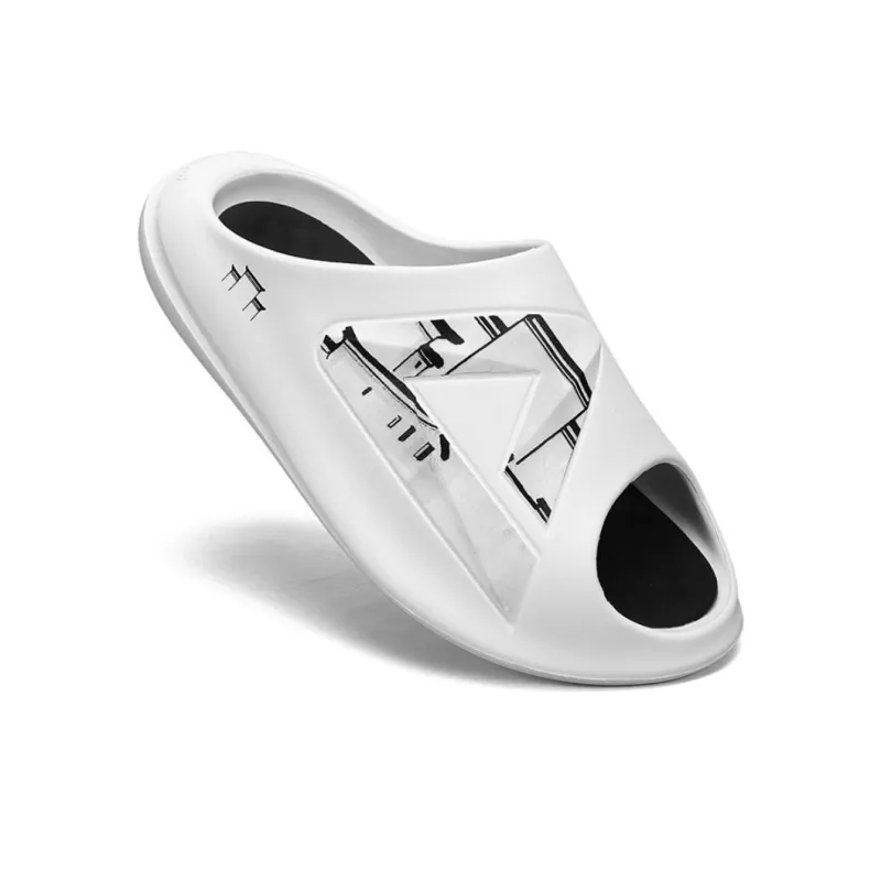 PEAK Very Small Fat Drag Quiet Slip-Resistant Slide Slippers Unisex White Black-3