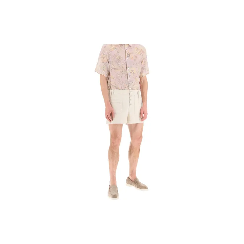 ETRO High Waisted Button Up Chino Shorts-1
