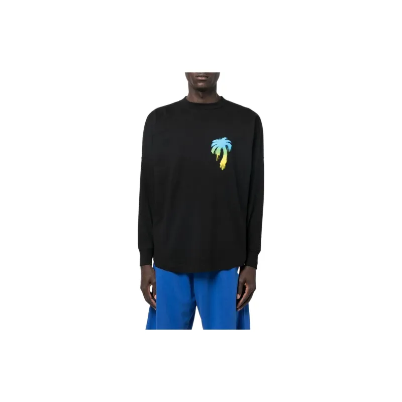 PALM ANGELS Sprayed Palm Logo Over Longsleeve T shirt-1