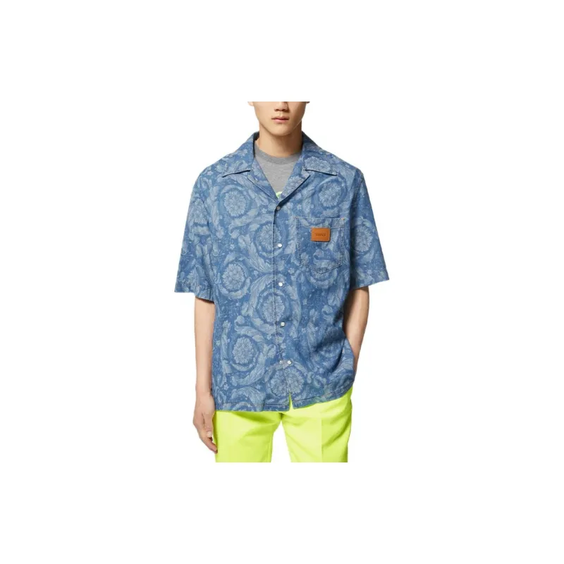 VERSACE Barocco Silhouette Denim Shirt-1