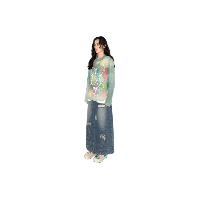 WULISHAONIAN Sweater Unisex Sand Ice Green-4