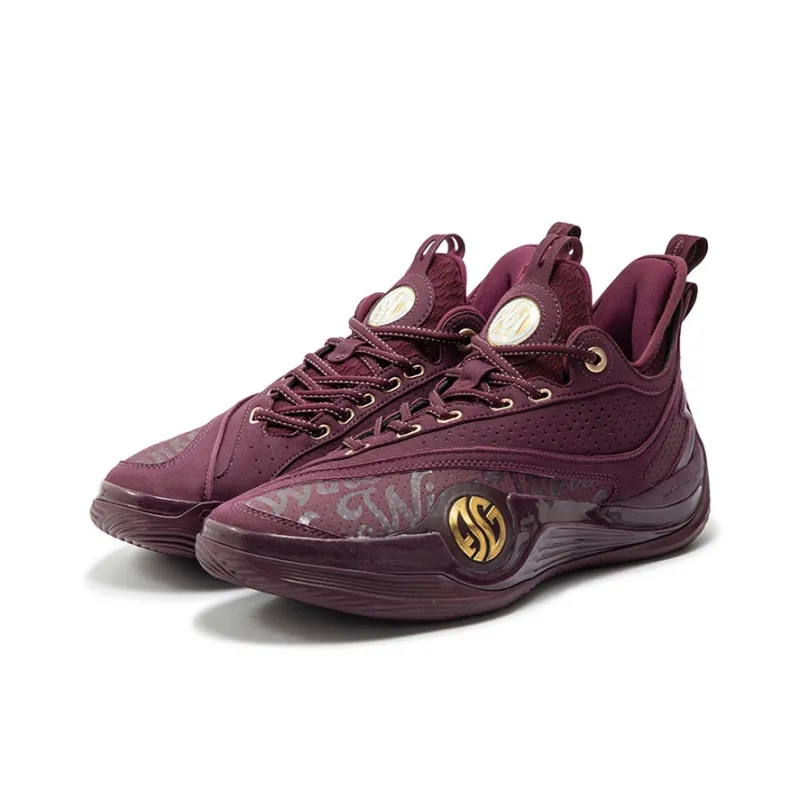 361° Zen VI PRM Wine Cushioning Anti-Slip And Wear-Resistant Low-Top Basketball Shoes Men's Deep Berry-2