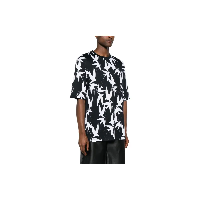 BALMAIN Bird Motif Printed Short Sleeved Shirt-3