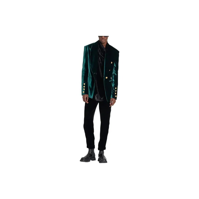 BALMAIN FW22 Business Suits Coats Men's Green-3