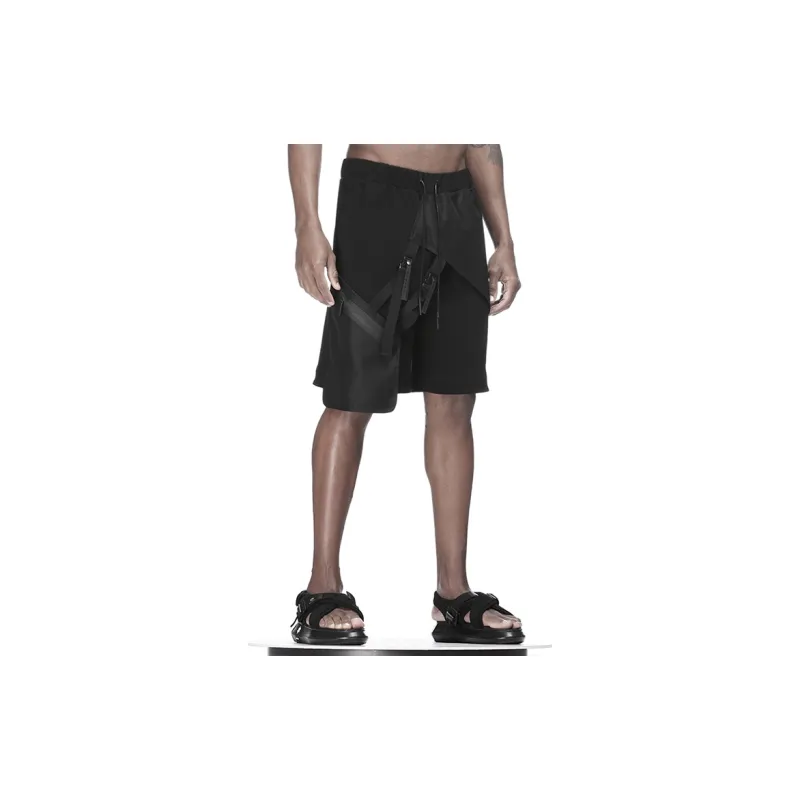 NORVINCY Urban Techwear Elastic String 3D Effect Patch Pocket Cargo Shorts Unisex-4