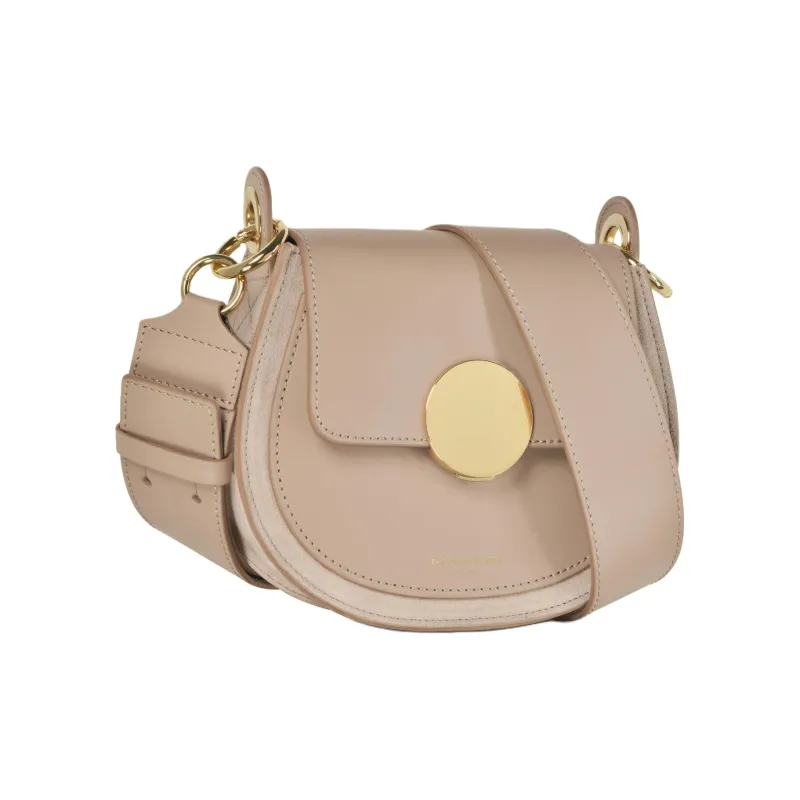 Le Parmentier Italy Version Calfskin Patchwork Suede Saddle Bag Crossbody Shoulder Bag Regular Women's Nude-1