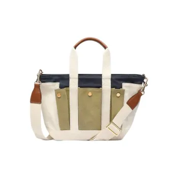 Vanessa Bruno Cotton Tote Bag, Shopping Bag, Shoulder Bag, Crossbody Bag, Handbag Small Size Women's Multicolor & Ocean