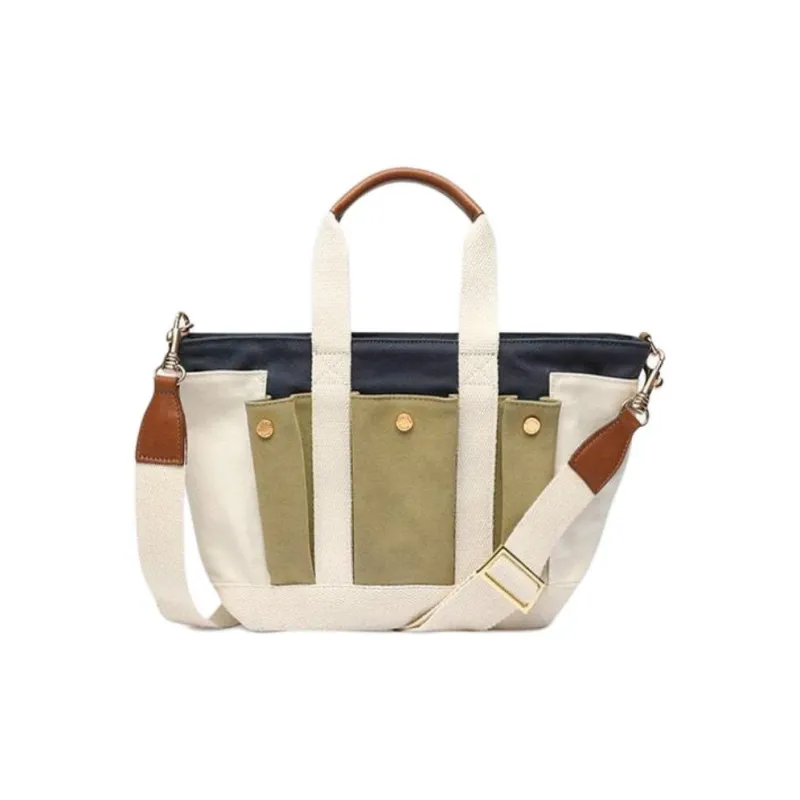 Vanessa Bruno Cotton Tote Bag, Shopping Bag, Shoulder Bag, Crossbody Bag, Handbag Small Size Women's Multicolor & Ocean-0