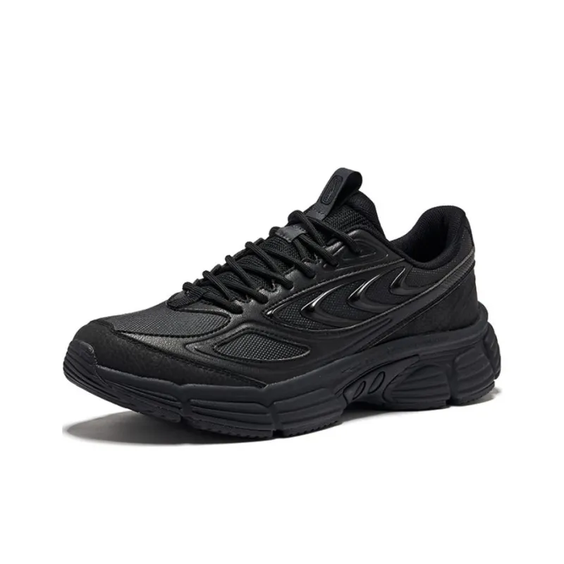 Erke Grandiose Wear Resistant Height Increasing Low Top Casual Shoes Men's Jet Black-2