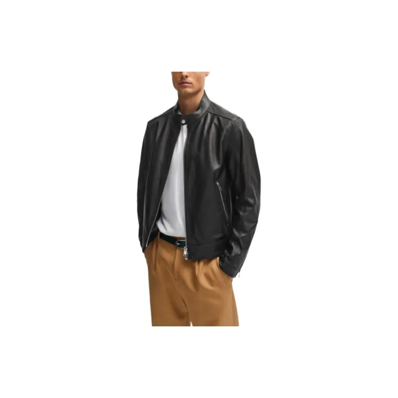 HUGO BOSS Zipped Leather Biker Jacket-1