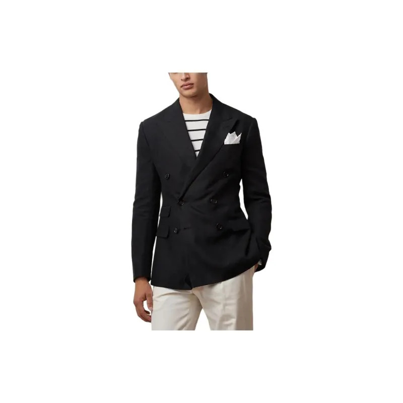 Polo Ralph Lauren Kent Hand-Tailored Linen Suit Jacket Business Suit Men's Black-2