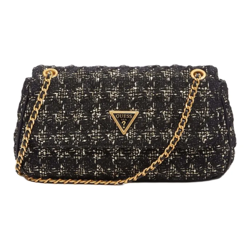 GUESS Tweed Shoulder Bag Crossbody Bag Women's Black-0