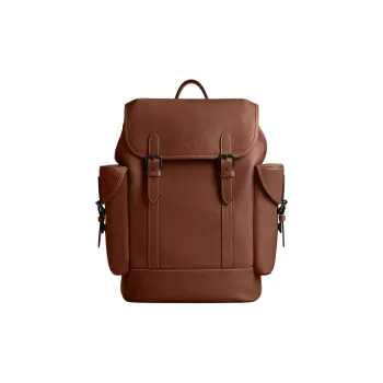 COACH Hitch Natural Grain Leather Backpack Large Size Men's Redwood