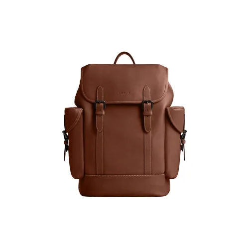 COACH Hitch Natural Grain Leather Backpack Large Size Men's Redwood