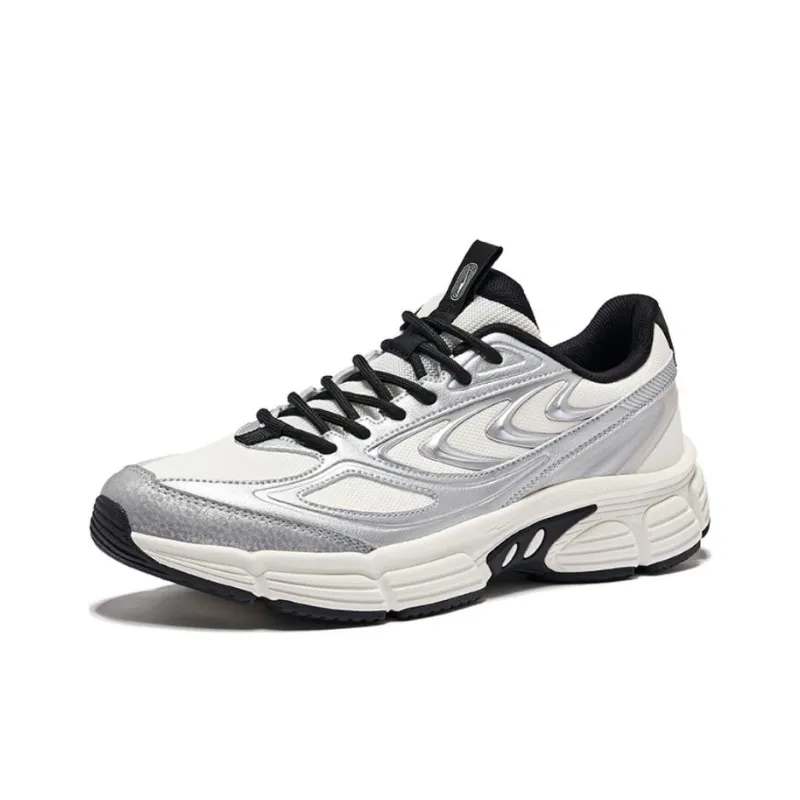 Erke Grandiose Wear Resistant Height Increasing Low Top Casual Shoes Men's Microcrystal White Bright Silver-2