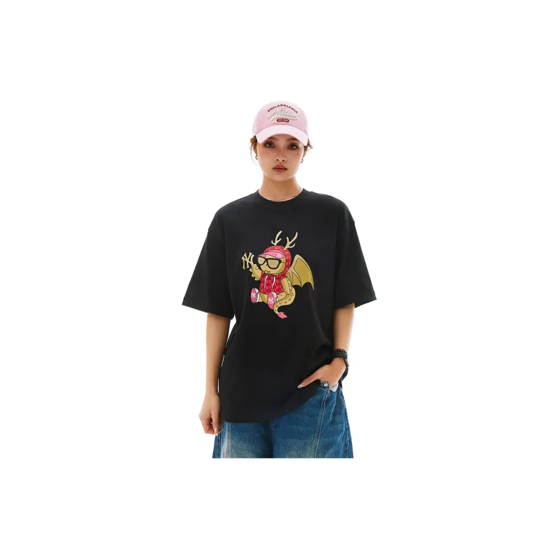 MLB Year Of The Dragon Limited Series SS24 Drop Shoulder Sleeve T Shirt Unisex Black-7