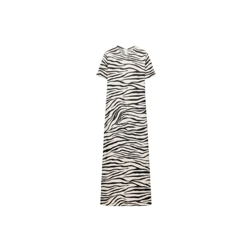 ZARA ZW Series Short-Sleeved Dresses Women's Zebra Print