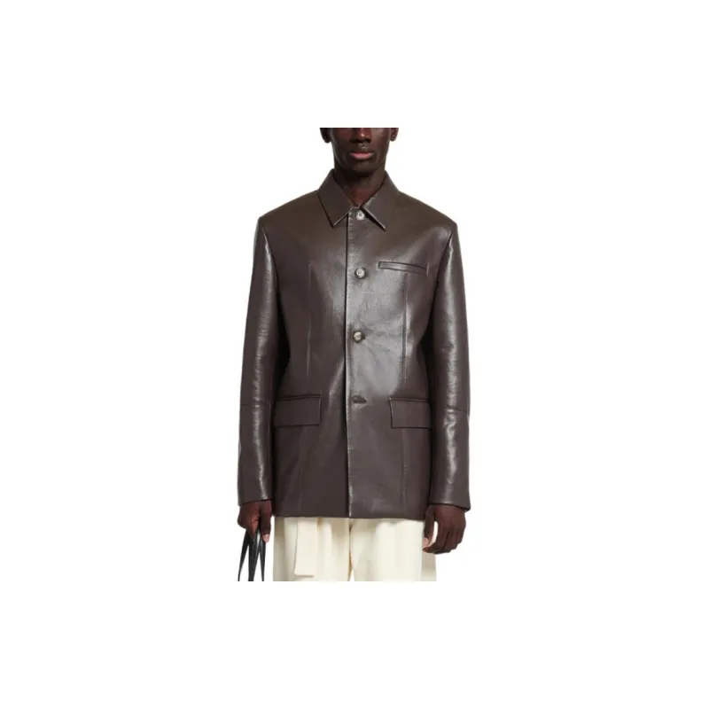 NANUSHKA Leather Jacket Men's Coffee-1