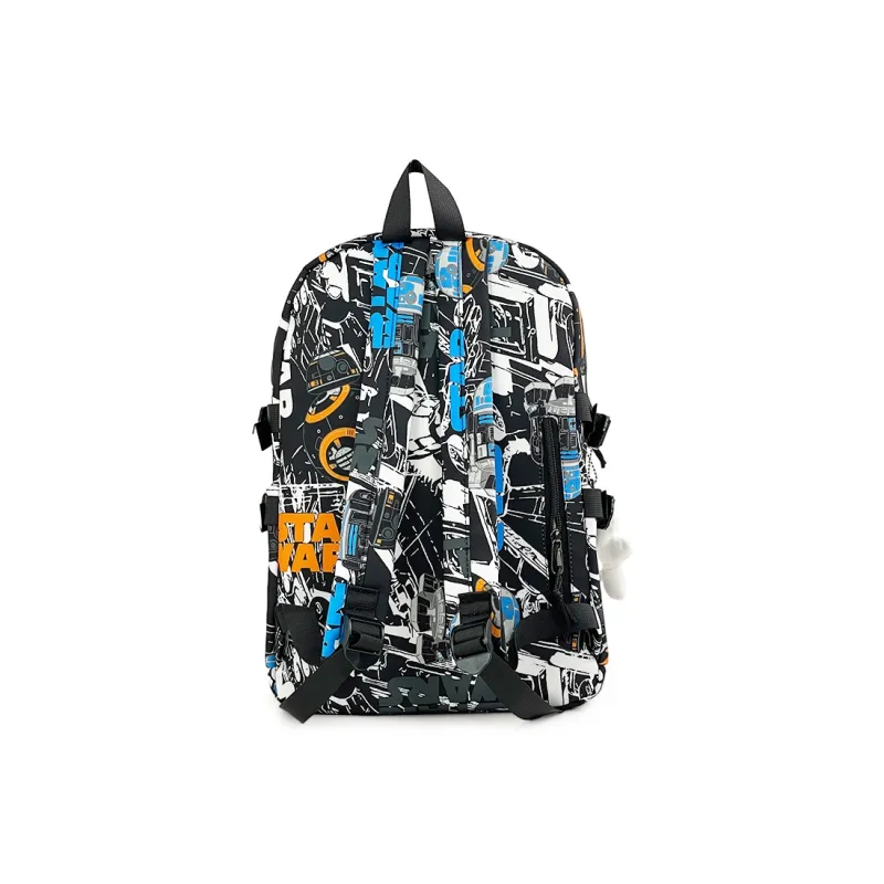 SURELAPTOP Nylon Backpack Unisex Black/Blue & White/Orange & White-25