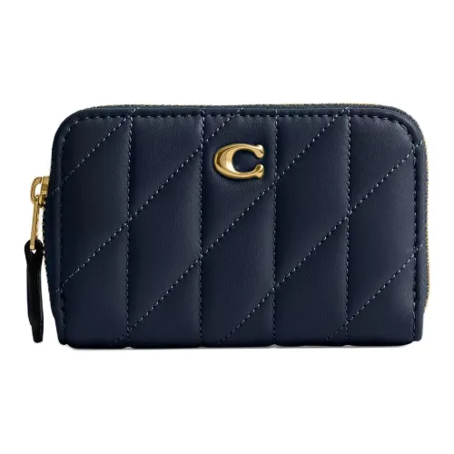 COACH Zip Around Nappa Leather Wallet Small Size Women's Marine Blue