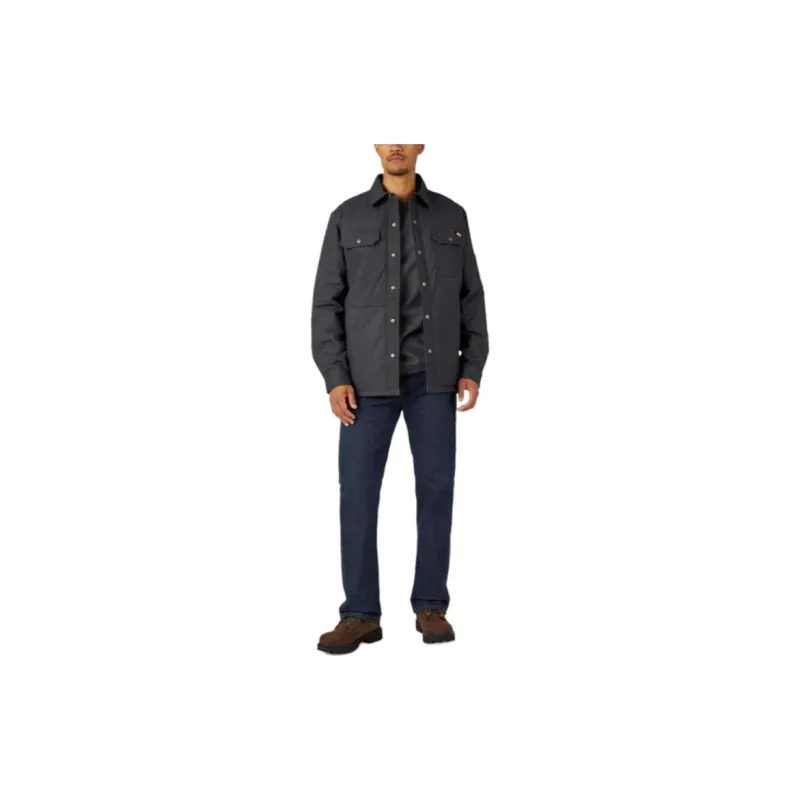 Dickies Water Repellent Fleece-Lined Duck Shirt Jacket Jackets Coats Men's Black-2