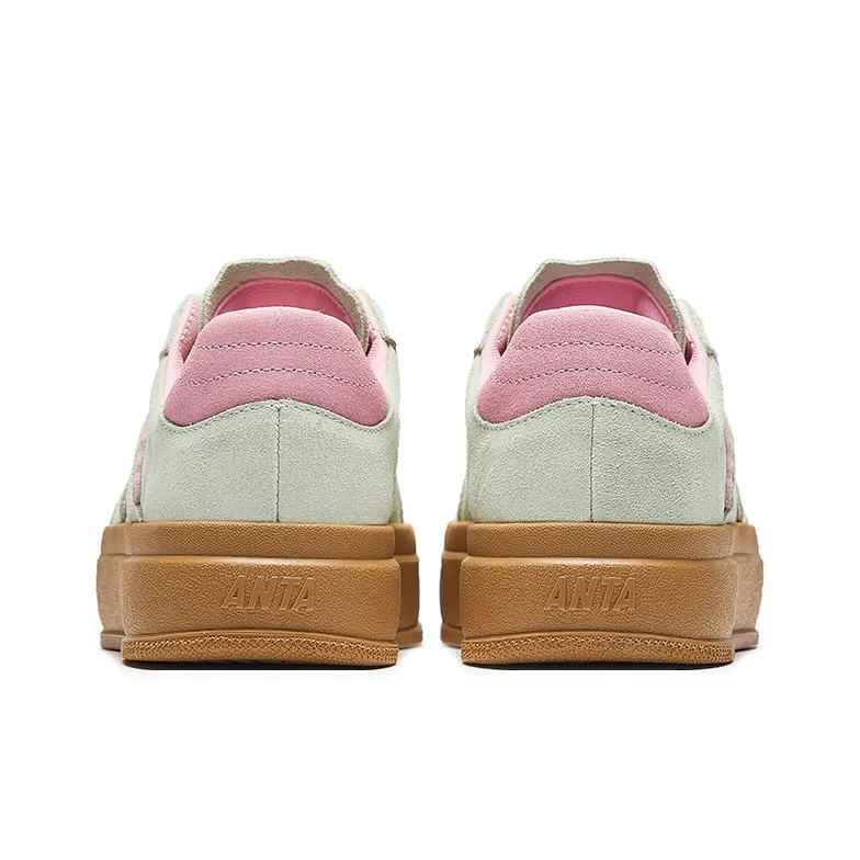 Anta Life Collection Anti-Slip Wear-Resistant Low-Top Skateboard Shoes Women's Green Pink-3