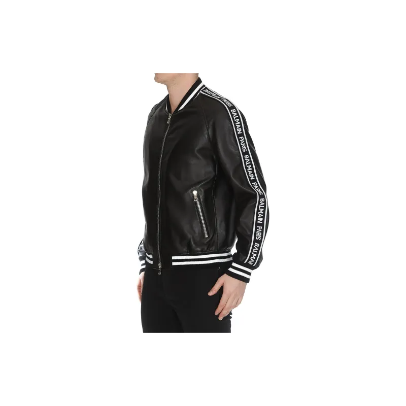 BALMAIN Leather Jacket Men's Black-3