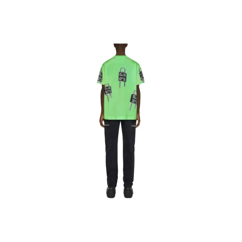 GIVENCHY Lockhead Pattern Crew Neck Casual Short Sleeved T Shirt Men's Green-2