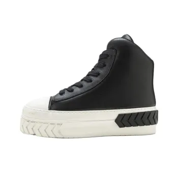 Both Tires Platform High Top Skateboard Shoes Unisex Black