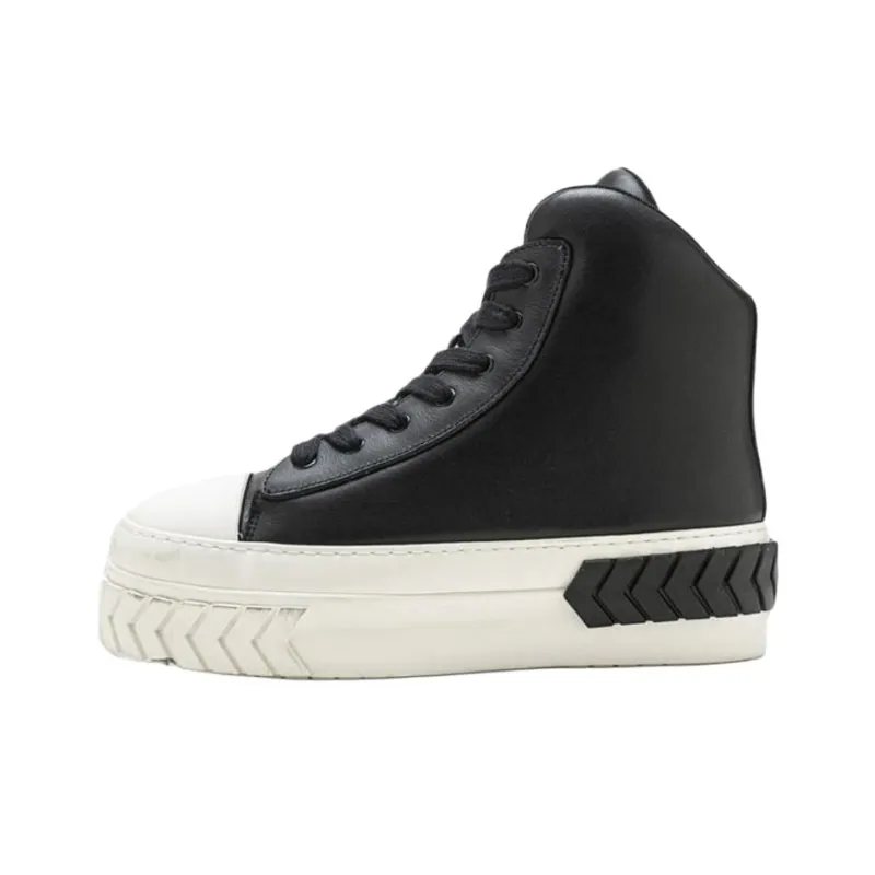 Both Tires Platform High Top Skateboard Shoes Unisex Black-0
