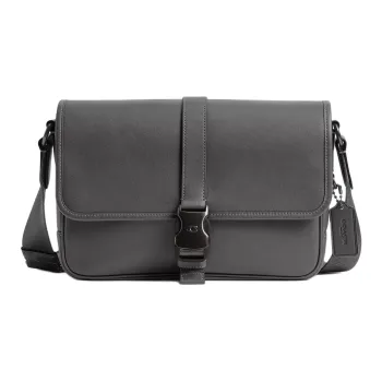 COACH League Smooth Leather Messenger Bag, Crossbody Bag, Shoulder Bag Men's Charcoal