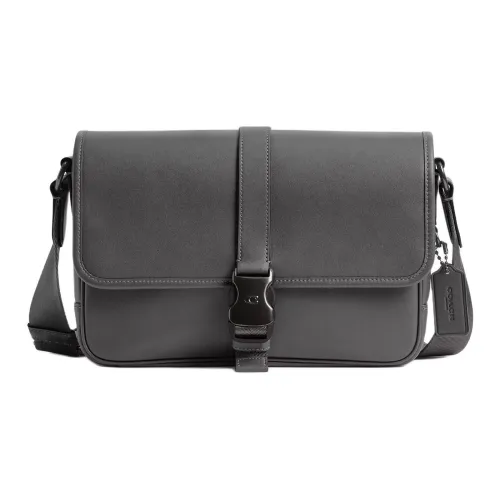 COACH League Smooth Leather Messenger Bag Crossbody Bag Shoulder Bag Men's Charcoal