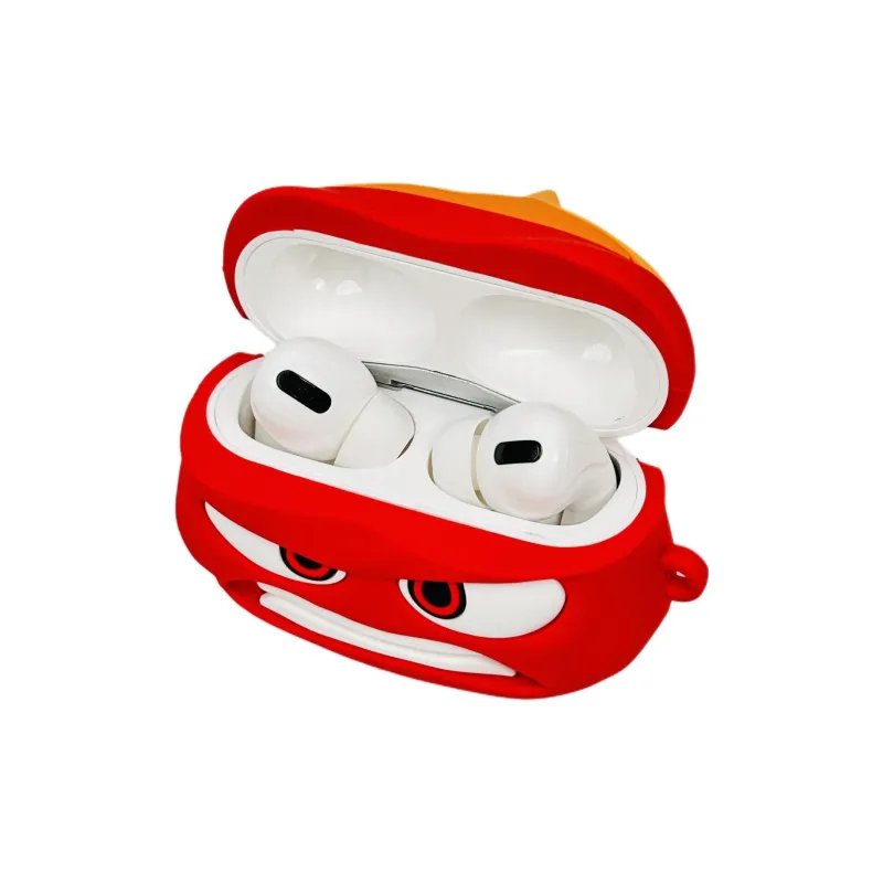 Compatibility Apple AirPods 4/3/2 Generation/4th Generation/Pro/Pro 2 Silicone 3D Effect Angry Headphone Cases-2