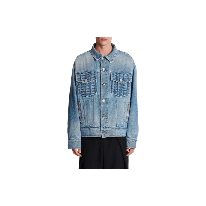 BALMAIN Distressed Rear Logo Printed Jacket-1