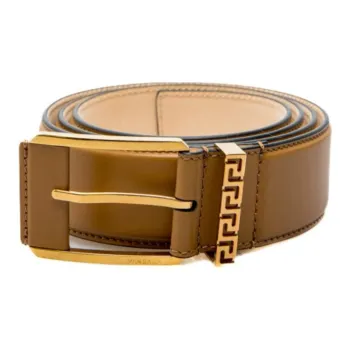 VERSACE Calfskin Leather Belts Men's Light Brown -